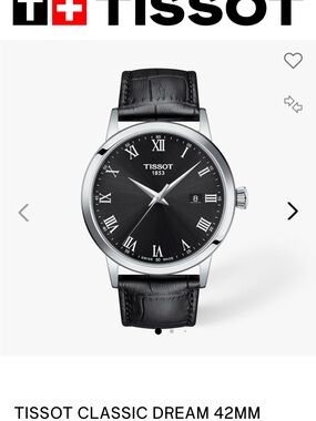 Tissot Black Dial Silver Case Leather Strap Watch